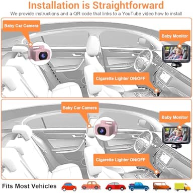 Rohent Car Baby Monitor for Baby Girls - 1080P HD, 360° Adjustable, Night Vision, 150° Wide-Angle Lens, Easy Installation, Perfect for Girls Aged 0-5, Ideal for Parents, Grandparents & Families - Image 5