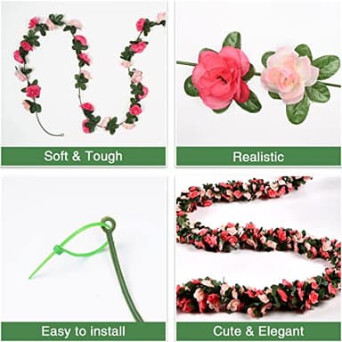 BLEUM CADE 2Pcs 16.4Ft Flower Garland Artificial Rose Vines for Bedroom, Cute Fake Hanging Flower Vines Floral Garland Decorations for Wedding Party Wall Room Decor Aesthetic - Image 7