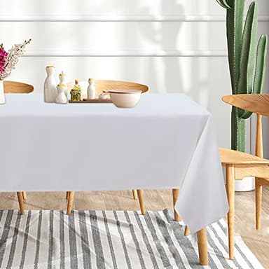 sancua 6 Pack White Tablecloth 60 x 120 Inch, Rectangle Table Cloth for 8 Feet Tables - Stain and Wrinkle Resistant Washable Polyester Table Cover for Dining Tables, Buffet Parties and Camping - Image 3