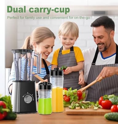 Smoothie Blender, Personal Blenders for Smoothies and Shakes, Smoothies Maker and Coffee Grinder with 2 To-Go Cups, Countertop Blender for Kitchen, BPA Free - Image 5