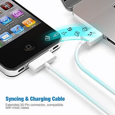 sarmert Apple Certified 30 Pin USB Charging Cable, 4.0ft USB Sync Charging Cord iPhone Compatible for 4 4s 3G 3GS iPad 1 2 3 iPod Touch Nano White (1 PCS) - Image 4