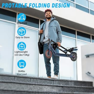 Electric Scooter for Adults with Seat, 350W Folding Lightweight Commuter E Scooter, 8.5" Solid Tires, 16 MPH, 21 Mile Range, Dual Brake, Cruise Control, APP Control for Teens, Phone Holder - Image 3