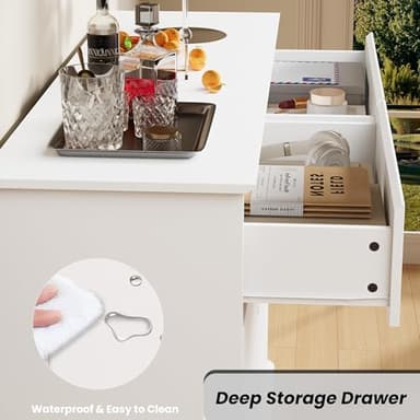 8 Drawer Dressers for Bedroom, Chest of Drawers with Deep Drawers, Large Double Dresser for Closet with Wide Top, Horizontal Wooden Dresser for Living Room, Hallway, Kids Room, White - Image 6
