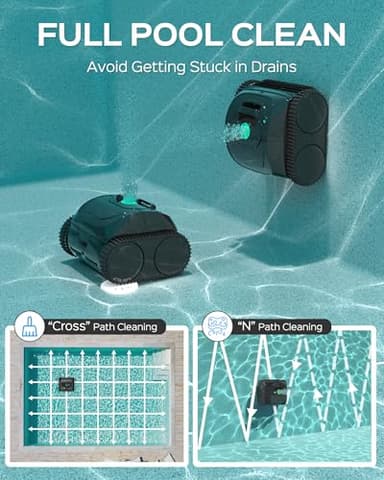 WYBOT C1 Robotic Pool Vacuum for Inground Pools, 150min Runtime Cordless Pool Cleaner up to 1,614Sq.ft, Wall & Waterline Cleaning, 4-in-1 Smart Navigation, App Support - Image 2