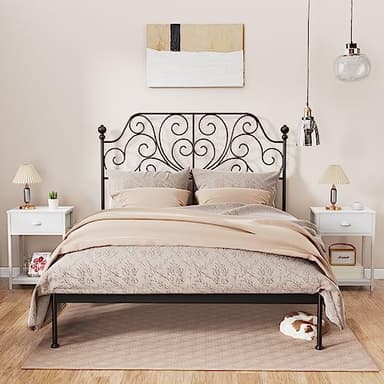 Furologee White Nightstands Set of 2, End Table with Fabric Drawer, Small Side Table for Small Spaces, 2 Tiers Storage Shelves End Table, Bedside Table for Living Room, Bedroom, Dorm - Image 2