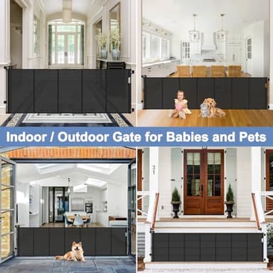 Reinforced 90 Inch Retractable Baby Gates Extra Wide Baby Gate with Reinforced Strips, 7.5ft Long Retractable Dog Gate for The House 33 Inch Tall Extra Long Pet Gates for Wide Openings, Black - Image 7