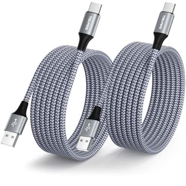 TOSUPERS Long USB C Cable 8ft, 2-Pack, 3A Fast Charging, USB A to USB C Charger Cable Braided for iPhone 16 15 Pro Max Plus, for Samsung Galaxy S24 S23 S22 S21 S20 S10 S9 A54 A35 A15 A14 - Image 1