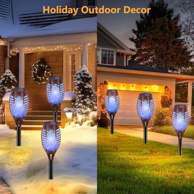 Uni PNR Solar Torch Lights for Garden Decor, 12 Pack 12 LED Solar Lights for Outside & 20.5'' Waterproof Solar Lights, Flame Torch Solar Lights Outdoor for Patio Path Yard Decorations - Image 7