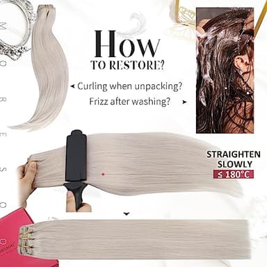 Moresoo Hair Extensions Clip ins White Blonde Real Hair Clip in Extensions Human Hair Double Weft Clip in Human Hair Extensions Full Head #60A 7Pieces/120Grams 24inch - Image 7