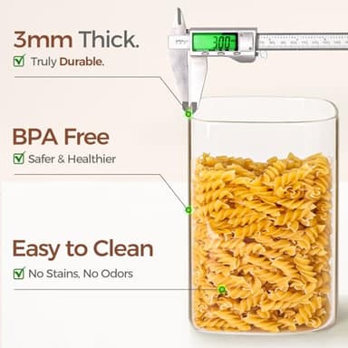 ComSaf 1.2 Gallon Wide Mouth Flour Sugar Storage Containers 2 Pcs, 4.6 Qt Glass Storage Containers with Lids, Large Pantry Glass Jar with Lid, Big Jars for Rice, Flour, Sugar, Cereal, Cookie, Coffee - Image 4