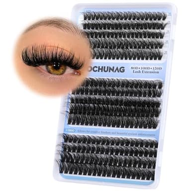 TOOCHUNAG Fluff Lash Clusters 80D+100D+150D Individual Lashes Cluster Eyelash Extensions 280pcs Wispy Eyelash Clusters DIY Long Thick Lash Extension at Home (12-18mm,D) - Image 1