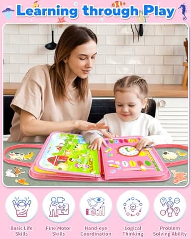 Gojmzo Busy Board Montessori Toys for Toddler Girl Birthday Gifts, Busy Book Sensory Toys for Toddlers, Learning Educational Toddler Travel Activities - Image 5