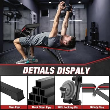 Adjustable Weight Bench, Bench Press for Full Body Workout, 880 Lbs Workout Bench for Home Gym with Barbell Rack, Strength Training Stable Incline Decline Bench with Leg Developer - Image 5