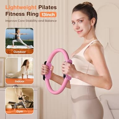 Vanlgs Pilates Kit 13Pcs Home Pilates Essentials Workout Kit with 13" Ring, 10" Ball and Resistance Bands for Women at Home Pilates Equipment Set for Beginners（Pink） - Image 2