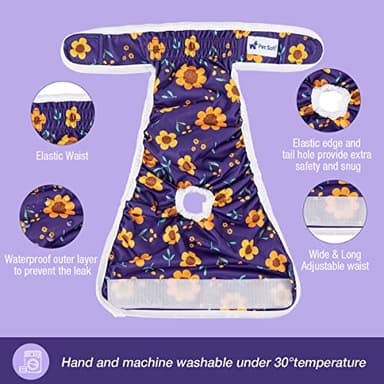 Pet Soft Washable Female Diapers (3 Pack) Female Dog Diapers, Comfort Reusable Doggy Diaper for Girl Dog in Period Heat (Cute Flower, XL) - Image 7