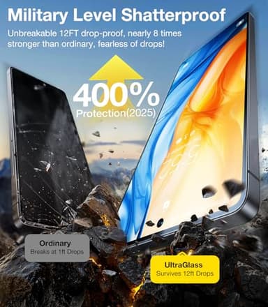 UltraGlass Unbreak 9H+ Glass for Samsung Galaxy S25 Ultra Screen Protector [Military Grade Shatterproof & Longest Durable] Galaxy Screen Protector S25 Ultra Tempered Glass Full Coverage, 2 Pack - Image 8