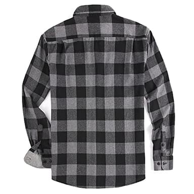 Alex Vando Mens Button Down Shirts Regular Fit Long Sleeve Casual Plaid Flannel Shirt.Grey/Black,M - Image 2