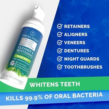 Retainer Cleaner Foam for Invisalign, Aligner Cleaner Whitening Foam for Mouth Guard Night Guard Veneers, Whitens Teeth, Freshens & Fights Bad Breath, 3% Hydrogen Peroxide, Mint - 50ml - Image 2