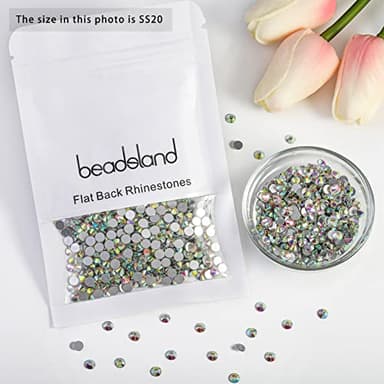 beadsland Flat Back Crystal Rhinestones Round Gems for Nail Art and Craft Glue Fix, CrystalAB (4.6-4.8mm) SS20/1440pcs - Image 4