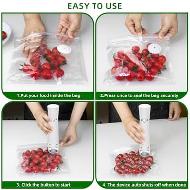 Vacuum Sealer for Food, Handheld Saver Compact Vacuum Sealer Machine with 30 Reusable Bags for 10X Preservation & Fresh - Image 4