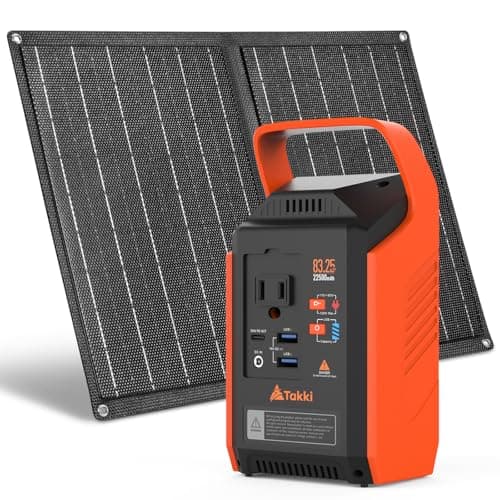 Takki 120W Peak Solar Generator with 21W Panel 83Wh Portable Power Station Solar Power Bank with 110V AC Outlet for Camping Home Use Outdoor Emergency Fan Laptop Hurricane - Image 1