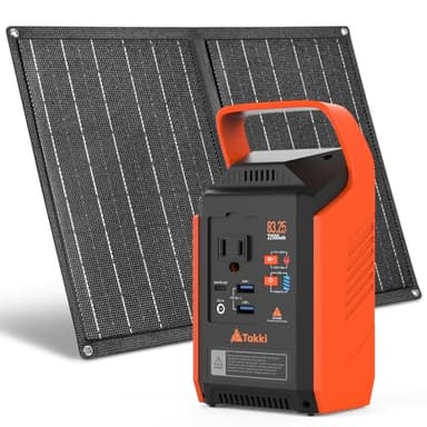Takki 120W Peak Solar Generator with 21W Panel 83Wh Portable Power Station Solar Power Bank with 110V AC Outlet for Camping Home Use Outdoor Emergency Fan Laptop Hurricane - Image 1