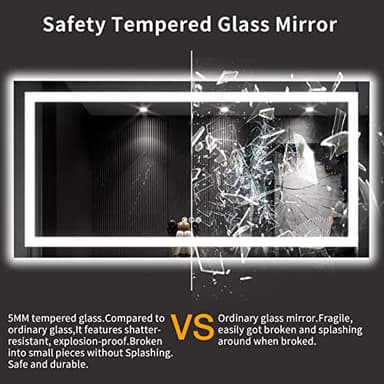 LOAAO 60X30 LED Bathroom Mirror with Lights, Anti-Fog, Dimmable, Backlit + Front Lit, Lighted Bathroom Vanity Mirror for Wall, Memory Function, Tempered Glass, ETL Listed - Image 7