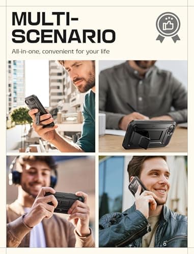 SUPCASE for iPhone 16e Case with Screen Protector (Unicorn Beetle Pro), [Built-in Stand & Belt-Clip] [Military-Grade Protection] Full Body Phone Case for iPhone 16e 6.1'' 2025, Black - Image 8