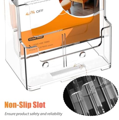 FUCDTEFC Acrylic Brochure Holder 8.5x11, Clear 3 Tier Magazine Holder Brochure Display Stand With Removable Divider for 4 x9 Inch Literature Pamphlet Flyer Holder for Wall Mount or Countertop - Image 4