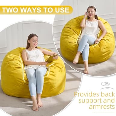 Hobestluk 3FT Bean Bag Chair Giant Bean Bag Chairs for Adults Large Bean Chairs with Removable Cover, Beanbag Chair with Filler, Adult Bean Bag Chairs for Living Room, Bedroom - Image 3