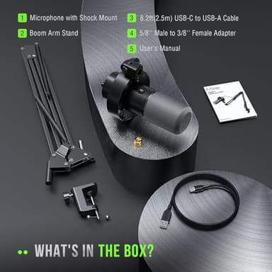 FIFINE K688 Podcast Microphone Kit, USB/XLR Dynamic Microphone with Boom Arm for PC/XLR Mixer, Gaming Mic with Mute Button, Headphone Jack for Vocal, Voice-Over, Streaming, Music Recording -K688CT - Image 9