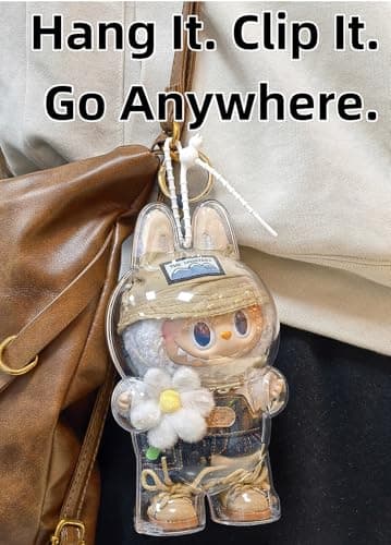 Howgoody Protective Case for Labubu Standing Figure(Macaron to 3.0) - Clear Collector Storage Box with Silicone Strap,Dustproof Scratch-Resistant for Standing Series (Figure Not Included) - Image 6