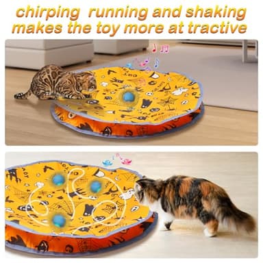 Mdupw Interactive Cat Toys Ball Rolling in The Pouch, Chirping & Motion Activated Interactive Ball Toy Begins Hide and Seek Game in Mat, Rechargeable Exercise Cat Toy - Image 4