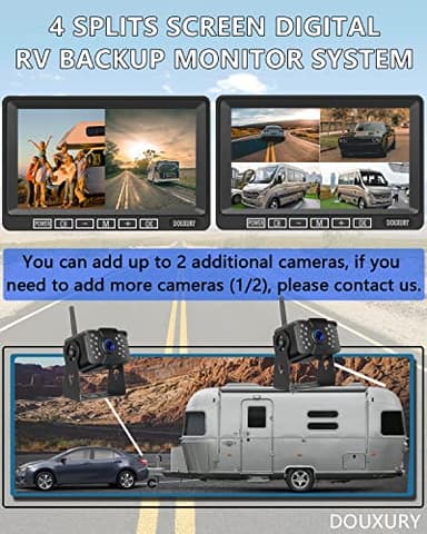 FHD 1080P 2 Digital RV Wireless Backup Camera System for RV Trailer Truck Bus Motorhomes 5th Wheels 4CH 7'' Monitor Highway Monitoring System IP69K Waterproof Super Night Vision Strong Signal - Image 3