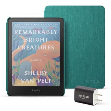 Introducing Amazon Kindle Colorsoft Essentials Bundle including Kindle Colorsoft (16 GB) – With color display - Black, Fabric Cover-Jade and Power Adapter