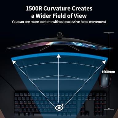 SANSUI 34-Inch Curved Gaming Monitor UWQHD 3440 x 1440 165Hz Curved 1500R - PIP/PBP, 1ms(MPRT), HDR, 300nits, sRGB 125%, DCI-P3 95%,FreeSync,HDMI x2,DP1.4 x2 (ES-G34C5 DP Cable Included) - Image 8