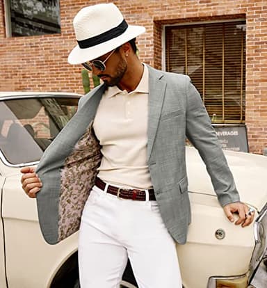 Mens Casual Blazer Jackets Coat Slim Fit Stylish Long Sleeve Sport Coat 2 Button Stretch Suit Jacket for Party Grey XL - Image 3