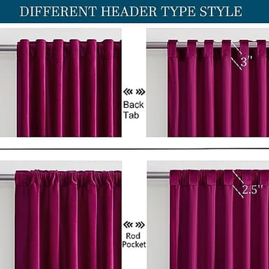 PRIMROSE Hot Pink Velvet Curtains 84 inch Long for Living Room,Set of 2 Panels Blackout Rod Pocket Back Tab Window Treatment Room Darkening Heavy Decorative Curtains Drapes for Bedroom - Image 2