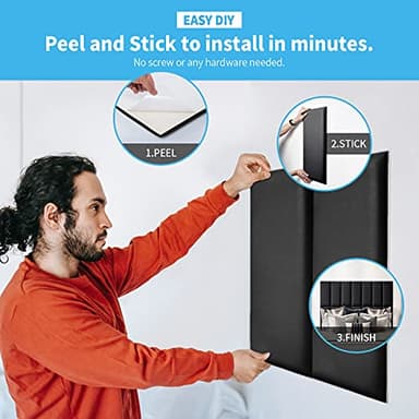 Art3d Peel and Stick Black King Headboard, 12-Pack Upholstered Headboard for Queen, Full-Size Bed, Padded Wall Panel - Image 3