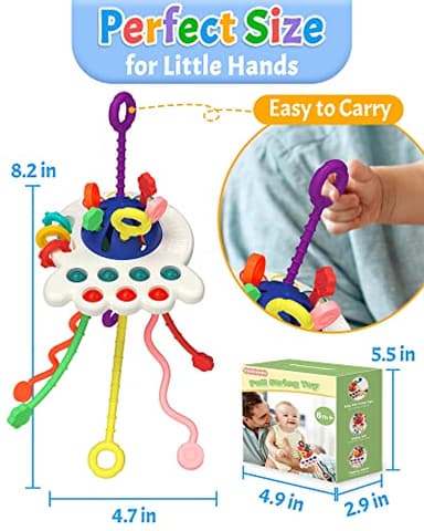 Yetonamr Baby Sensory Montessori Toys for 6-12-18 Months, Pull String Developmental Toys, Toddler Birthday Gift Travel Toy for 1 2 Year Old Boy Girl Infant 8 9 10 Months Old - Image 6