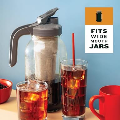 County Line Kitchen Wide Mouth Mason Jar Pour Spout Lid - Flip Cap Drinking/Canning Lids - Handle & Airtight Leak-Proof Seal - Accessories for Pitcher - Fits 32 oz & 64 oz, Black - 1 Pack - Image 4