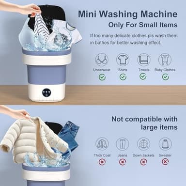 Portable Washing Machine, 12L Upgraded Mini Washing Machine With Spin Basket, Foldable Washer Cleaning for Underwear, Baby Clothes Socks and Small Items, Small Washer for Apartments, Dorm,RV (Purple) - Image 4