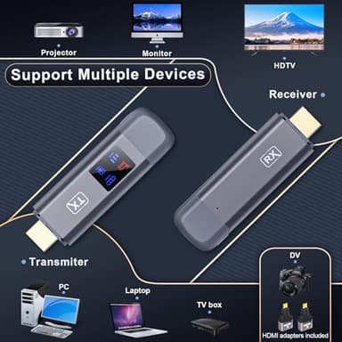 TTQ Wireless HDMI Transmitter and Receiver, TTQ Wireless HDMI Extender 4K Supported, Metal Housing, LED Display, 100FT Range, 2.4G&5G, for PC/Laptop/Camera/HDTV/Projector/TV Box - Image 6