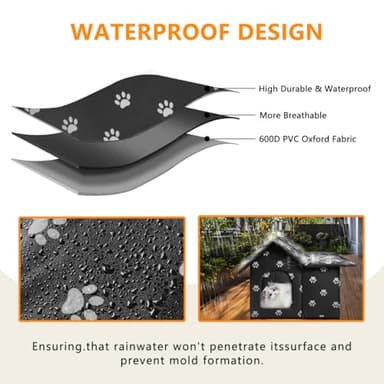 Large Cat Houses for Outdoor Cats, Weatherproof Outdoor House for Feral Cats, Collapsible Outside Cat House with Windproof Door, DIY Cardboard and Soft Mat, Warm Stable Stray Cats Shelter in Winter - Image 6