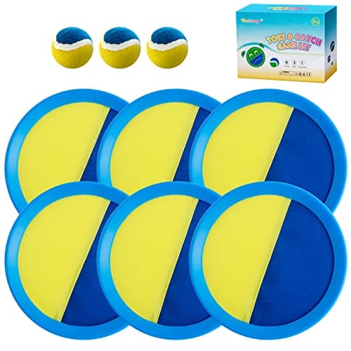 Beach Toys - Kids Toys - Outdoor Games for Kids, Toss and Catch Ball Set with 6 Paddles 3 Balls, Toys for 3 4 5 6 7 8+ Year Old Boys Girls Christmas Birthday Gifts - Image 1