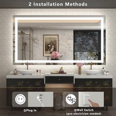 ODDSAN LED Bathroom Mirror for Wall 72x 40, Large Lighted Vanity Mirror with Lights, Dimmable, Anti-Fog, Shatter-Proof, ETL Listed (Front + Backlit) - Image 5