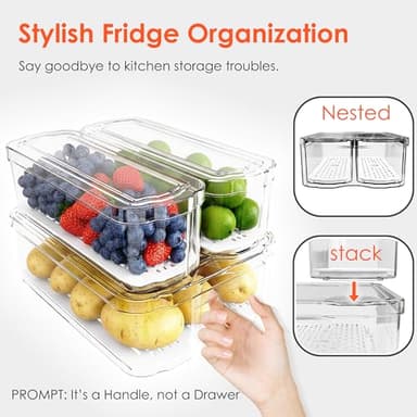 Fridge Organizers and Storage, 6 Pack Clear Freezer Organizer Bins with Lids for Kitchen, Pantry, Refrigerator, Food, Fruit, Vegetable Storage - Image 4