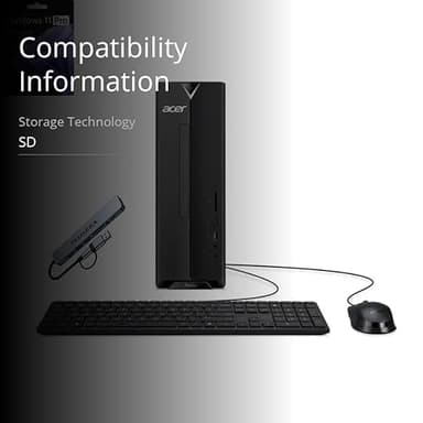 acer Aspire Desktop | 64GB RAM | 2.5TB Storage (2TB SSD+512GB Docking Station Set | Windows 11 Pro with Microsoft Office Trial | Dual-Core Intel Celeron | Keyboard & Mouse | Wi-Fi | Black - Image 3