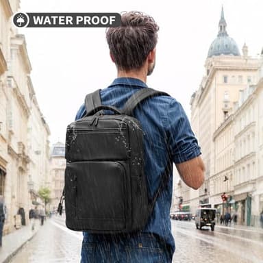 Waterproof Laptop Backpack for Men & Women, Flight Approved Anti-Theft Daypack with 15.6-inch Laptop Sleeve (Black - Image 3