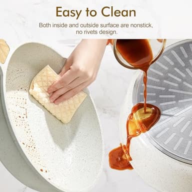 SENSARTE Nonstick Ceramic Saute Pan 12-Inch, 5QT Non-toxic Deep Frying Pan Skillet with Lid, Healthy No Teflon Cookware, Stay Cool Handle, Induction Compatible, PFAS Free - Image 5